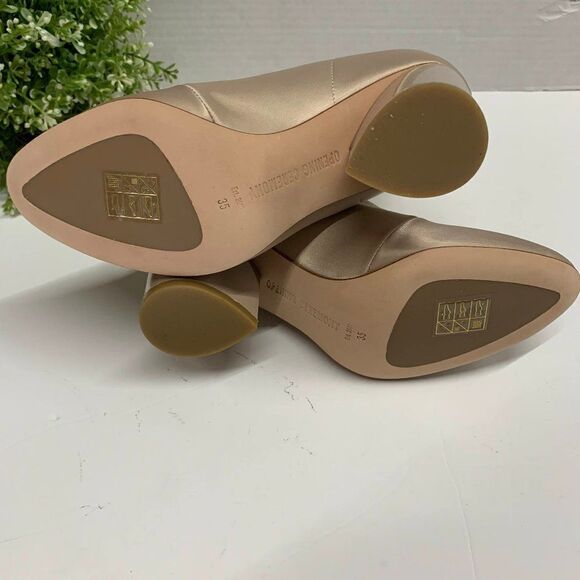 $395 Opening Ceremony Dylan Satin Leather Booties 35EU 5US Tan Champagne - Picture 9 of 11